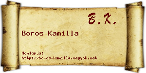 Boros Kamilla névjegykártya